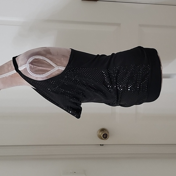LOVE Tease Size M Black Sequin Racerback Drape Neck Sleeveless Top - Picture 2 of 10